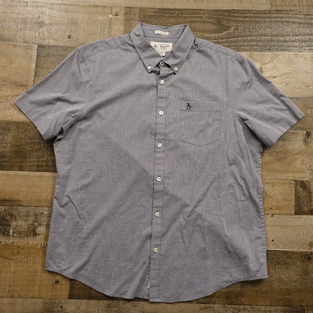 Original Penguin Heritage Slim Fit Button‎ Down Shirt Men’s XL Gray Casual